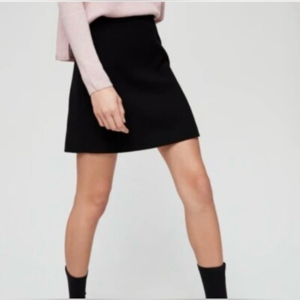 Babaton Black Suede-Texture Mini Skirt